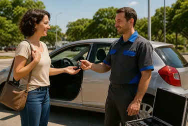 Chaveiro abrindo um carro em Santa Bárbara d'Oeste usando ferramentas especializadas.